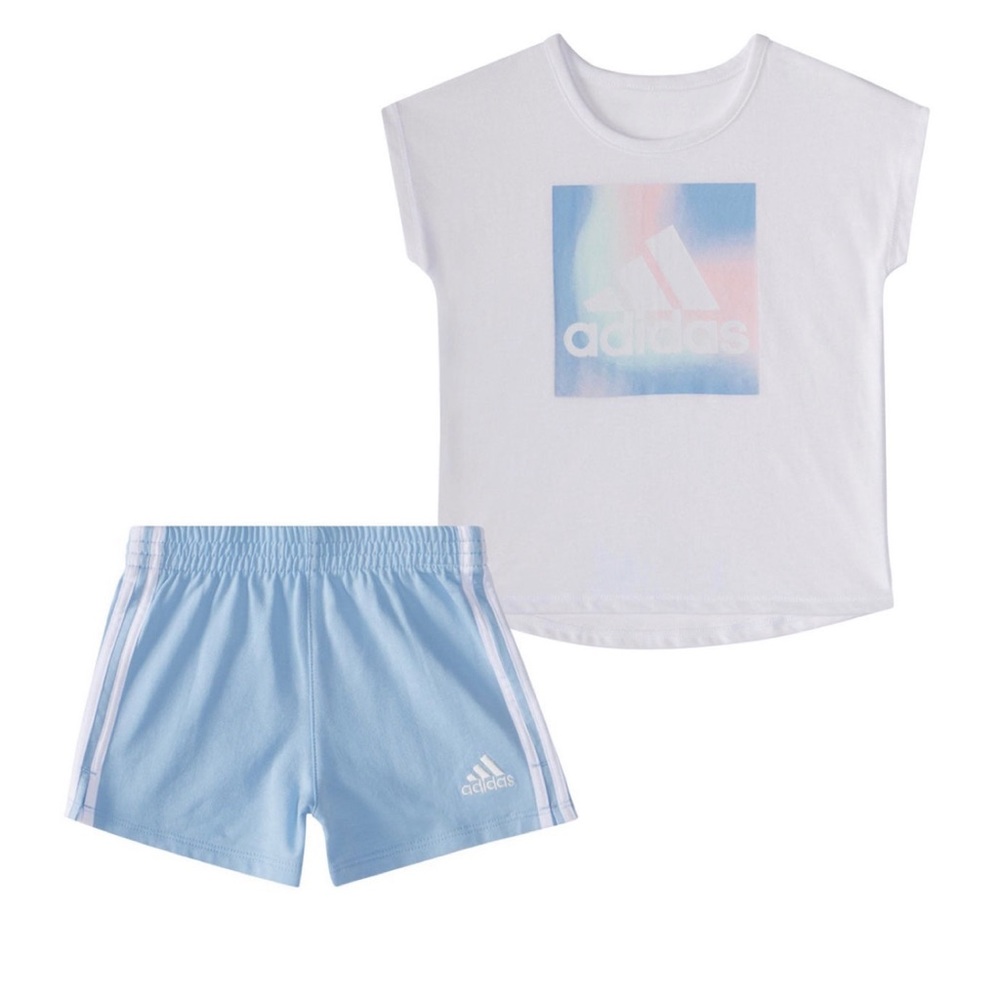 🌹BABY GIRLS ADIDAS SHORTS AND T SHIRT SUIT TWO PIECE🌹